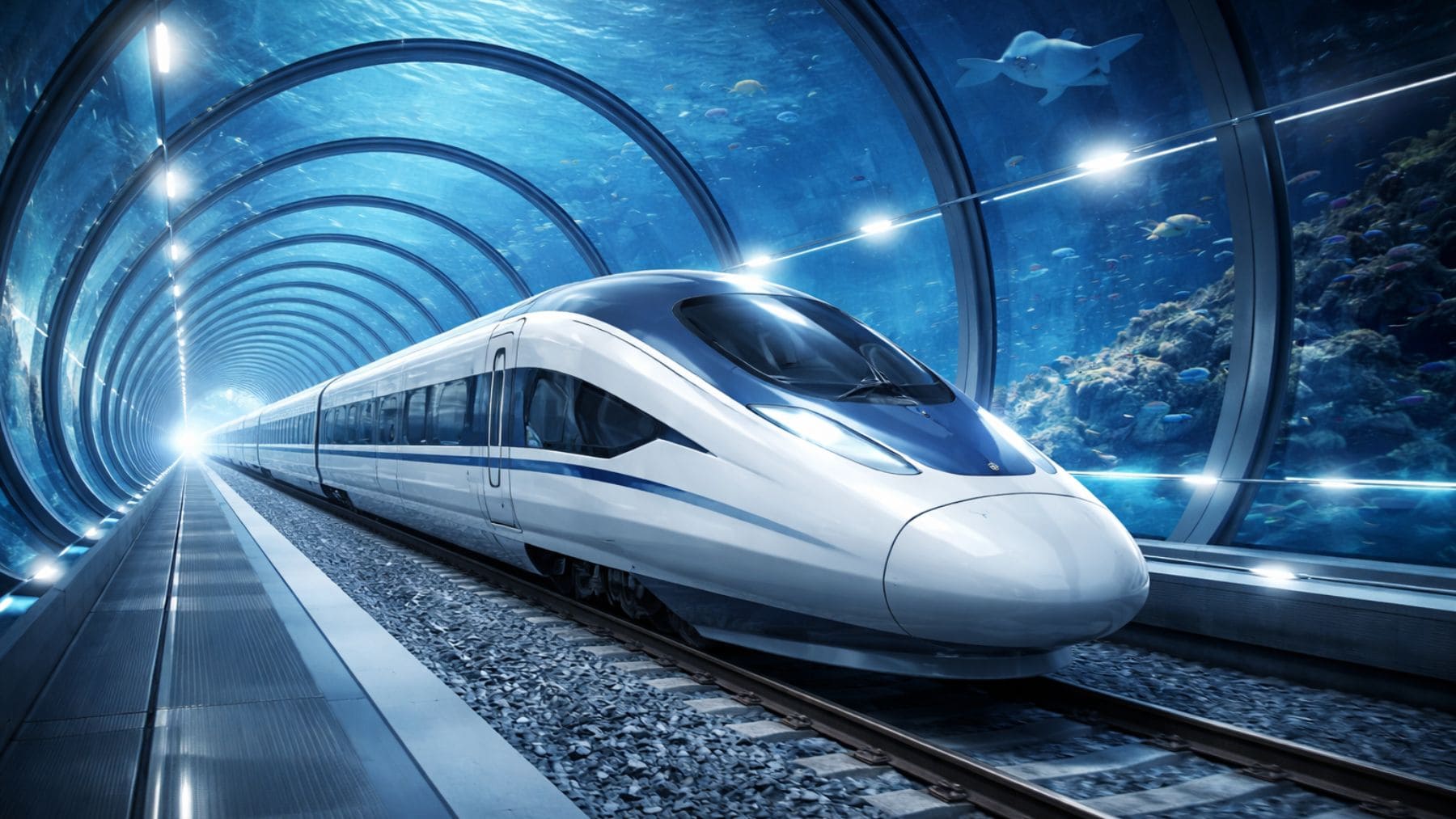 Tren submarino de alta velocidad en túnel bajo el mar en China proyecto Bohai 250 km/h.