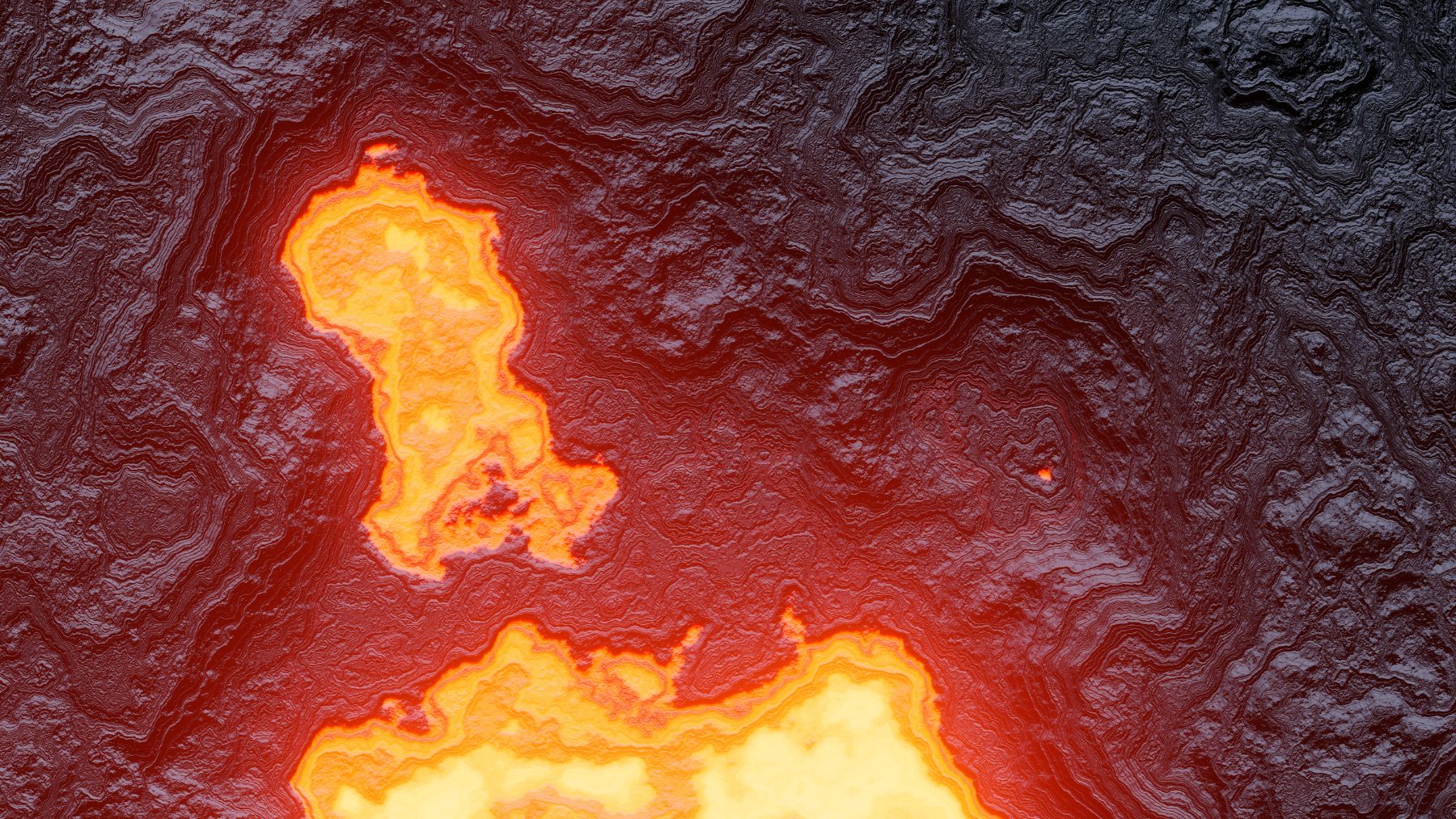 Campos de lava incandescente en el volcán submarino Axial Seamount en el océano Pacífico.