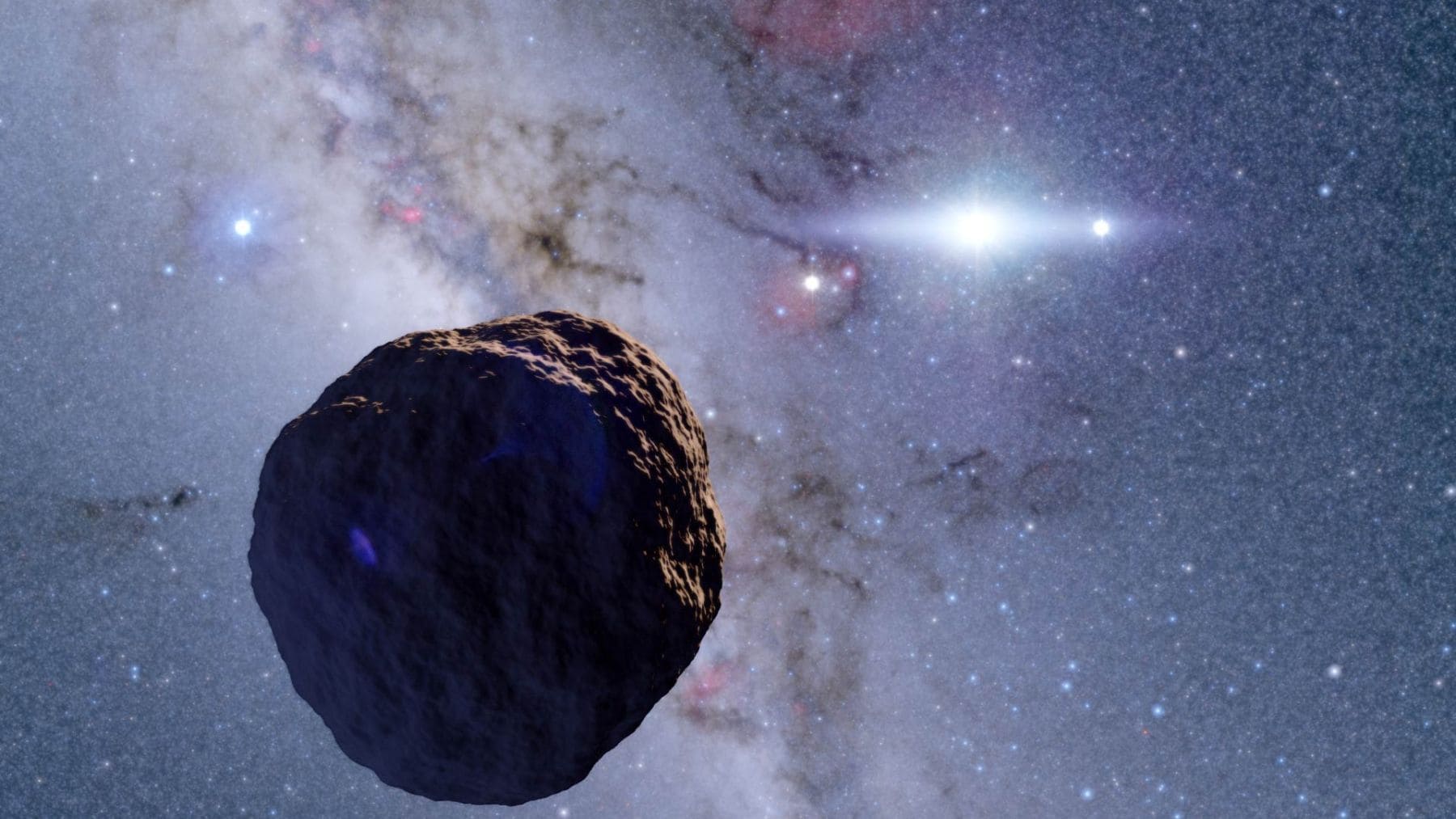 Ilustración del objeto transneptuniano 2002 XV93 en el Cinturón de Kuiper con una posible atmósfera.