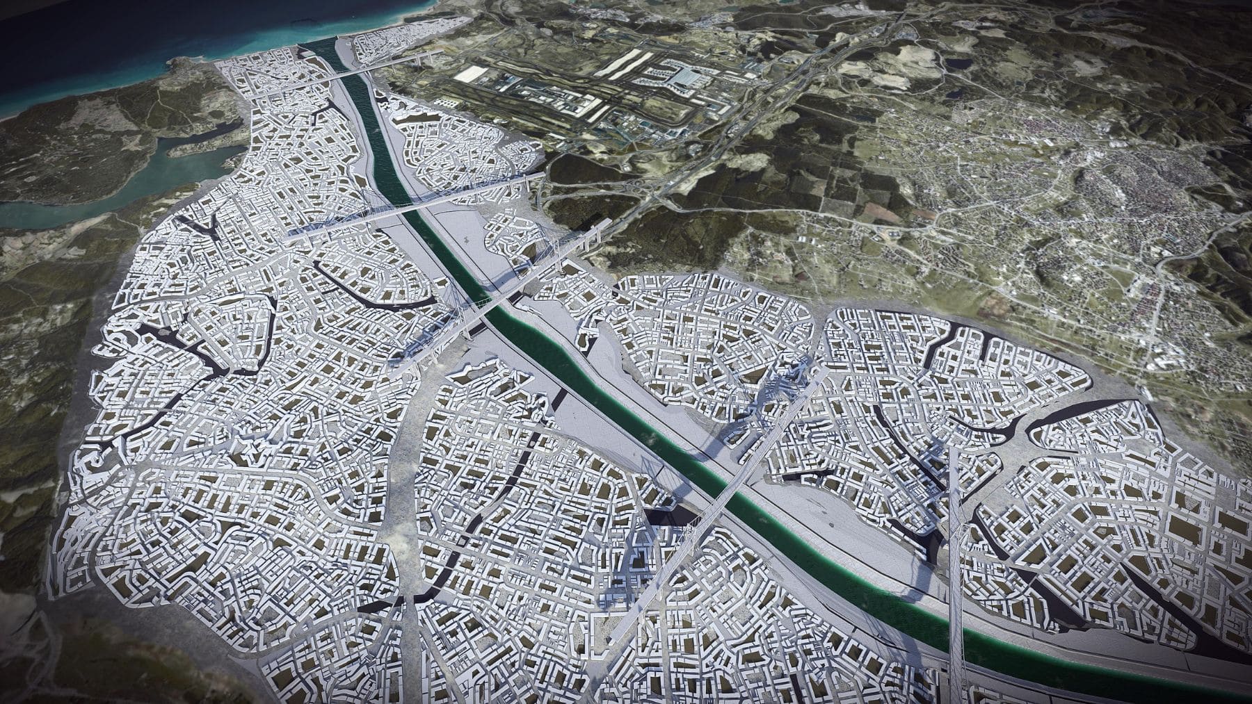 Render oficial del Canal de Estambul, el megaproyecto de Turquía para crear una alternativa al Canal de Suez