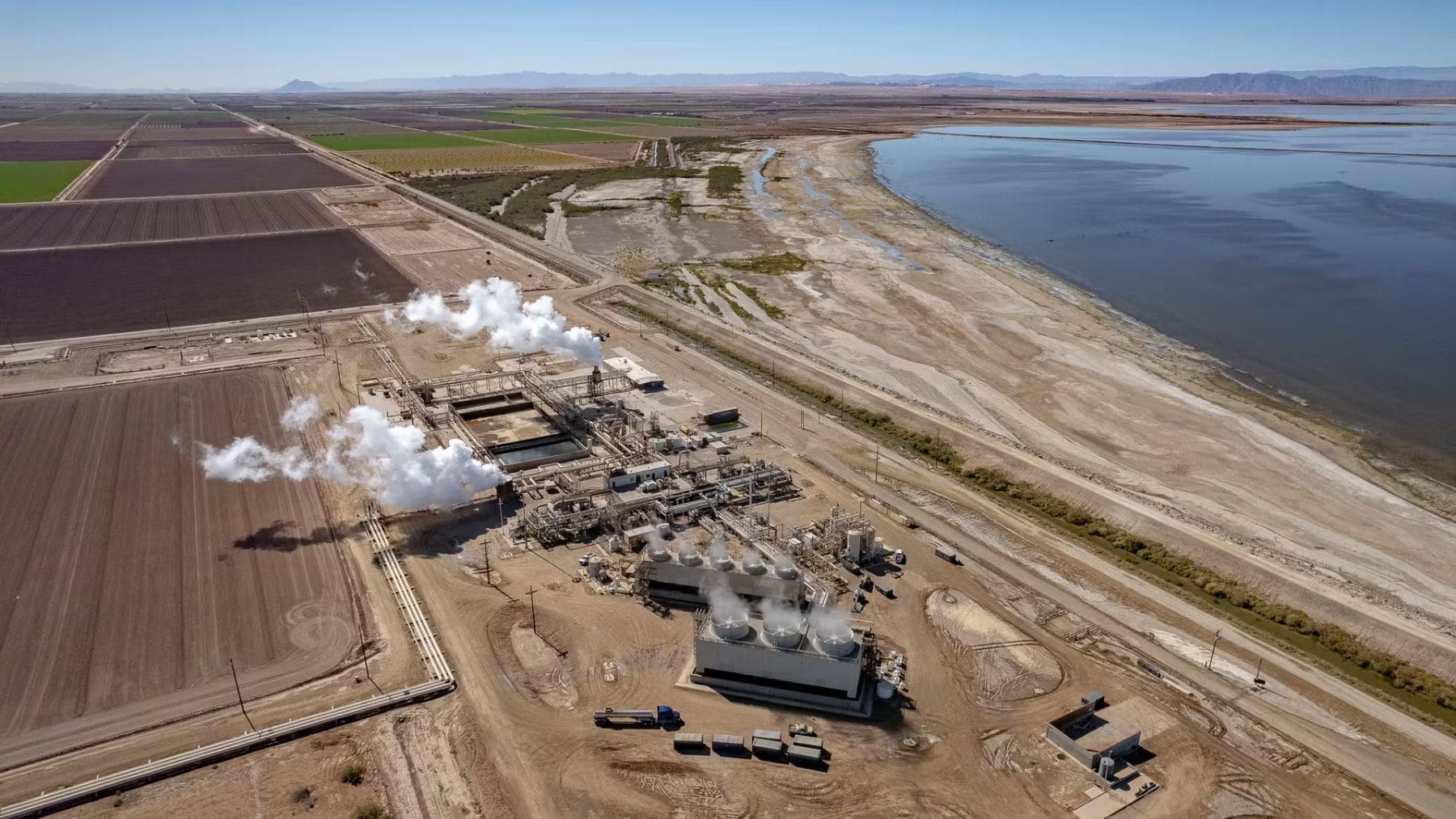 Planta geotérmica en el Mar de Salton, California, donde se ha descubierto un enorme yacimiento de litio