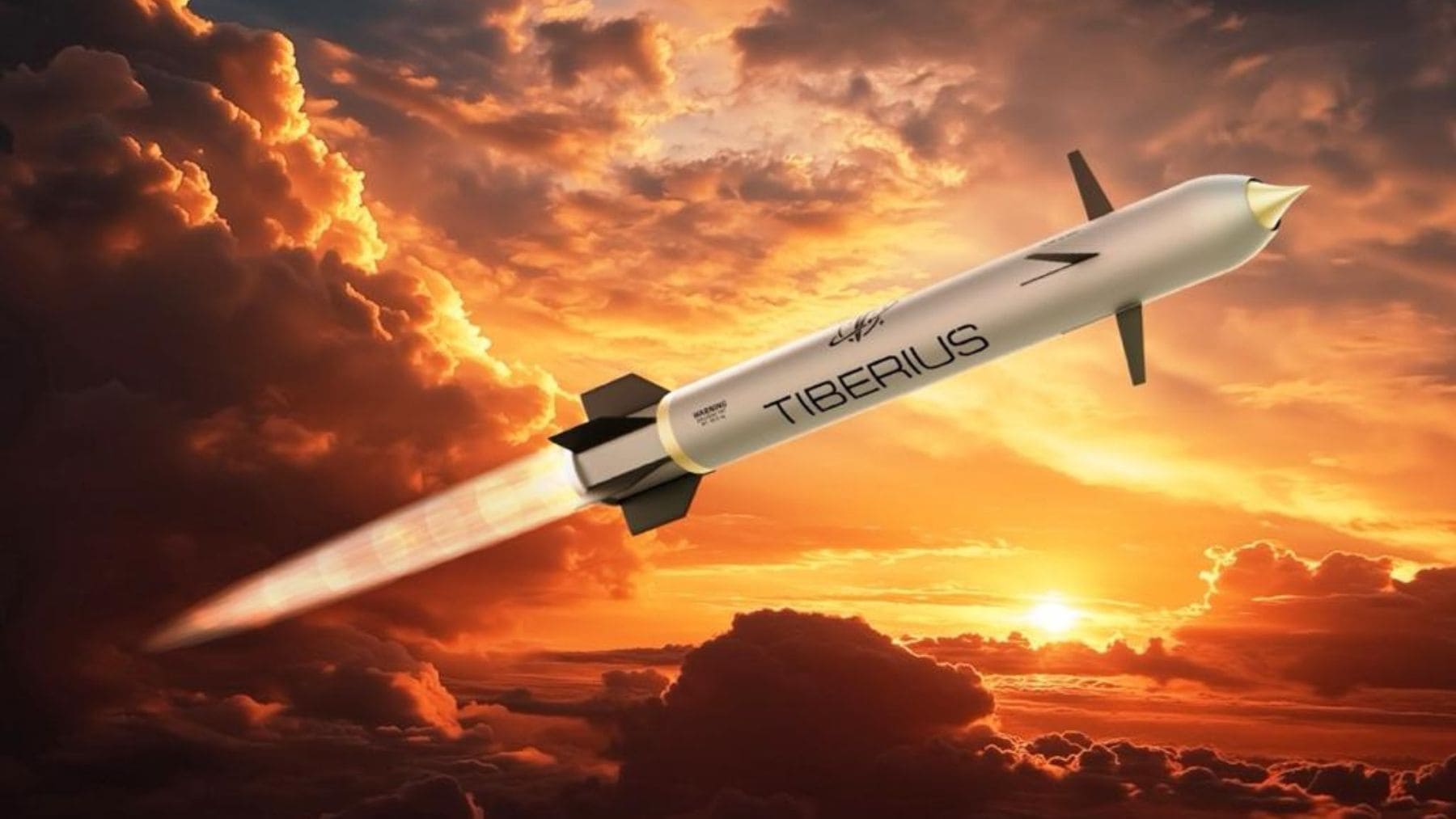 Proyectil Sceptre de 155 mm desarrollado por Tiberius Aerospace volando con motor ramjet