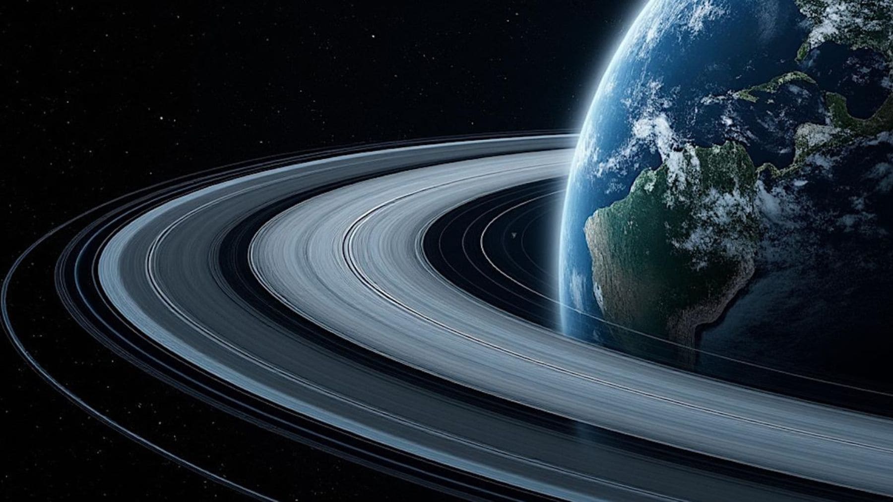 Recreación de la Tierra con un sistema de anillos formado tras la fragmentación de un asteroide hace 466 millones de años