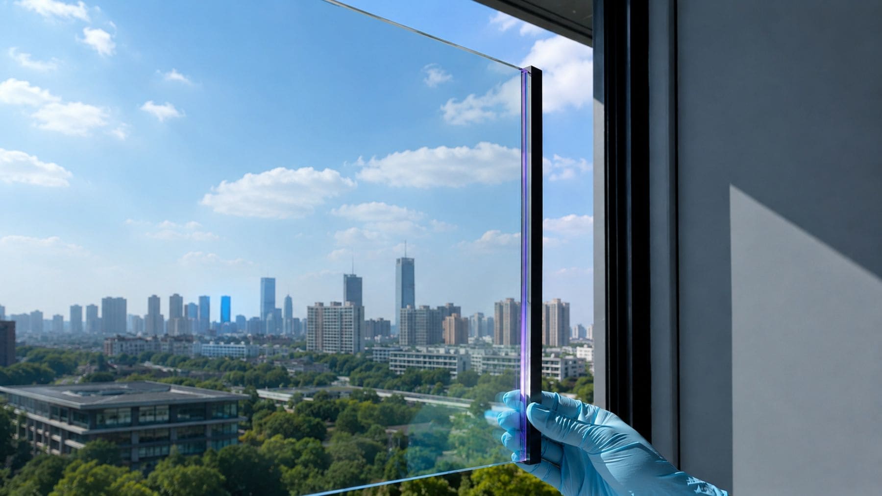 Ventana transparente con tecnología solar capaz de generar electricidad desarrollada en China.