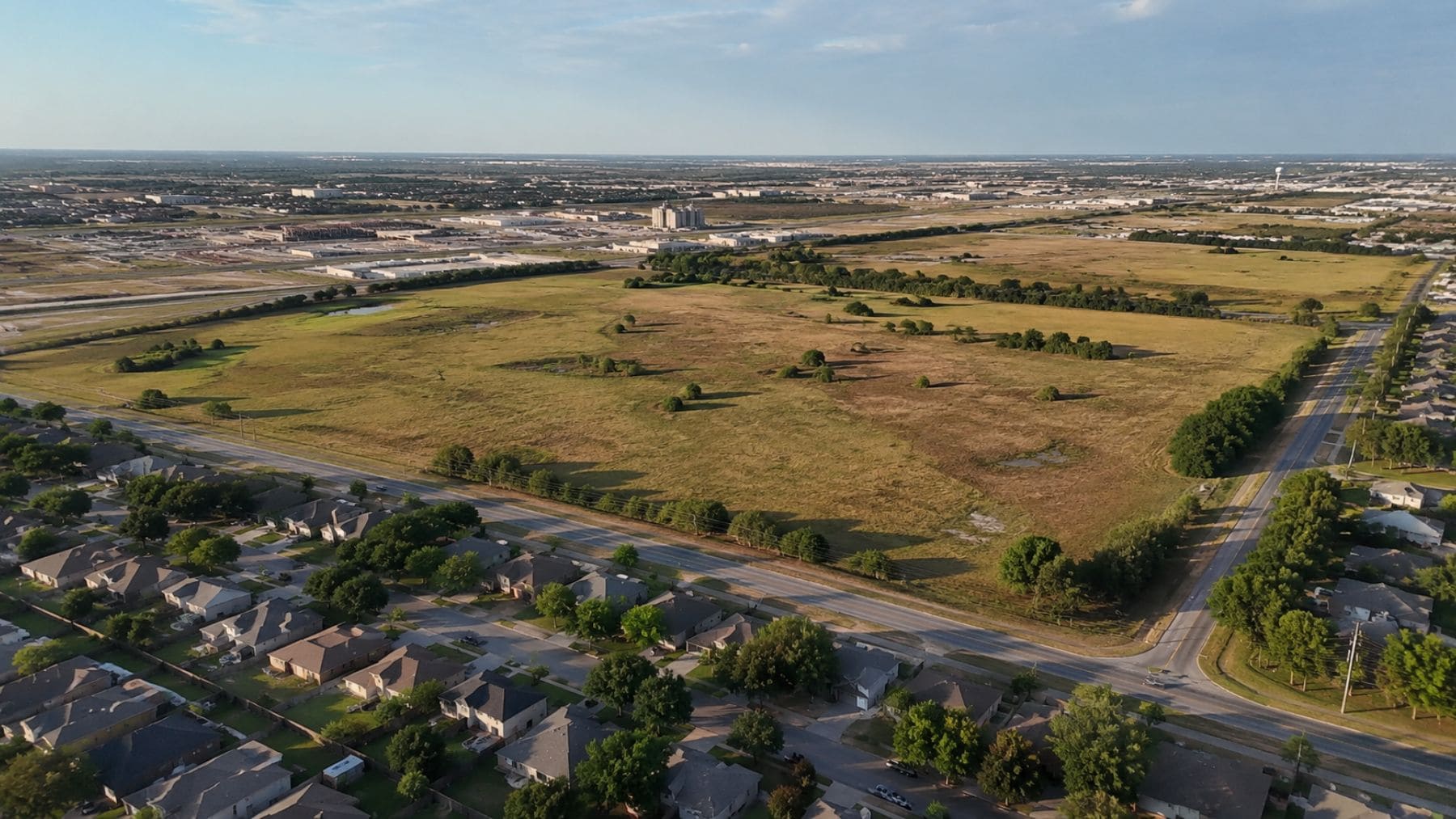 Terrenos de Taylor (Texas) donde se proyecta construir un centro de datos tras ser donados hace décadas para un parque infantil.
