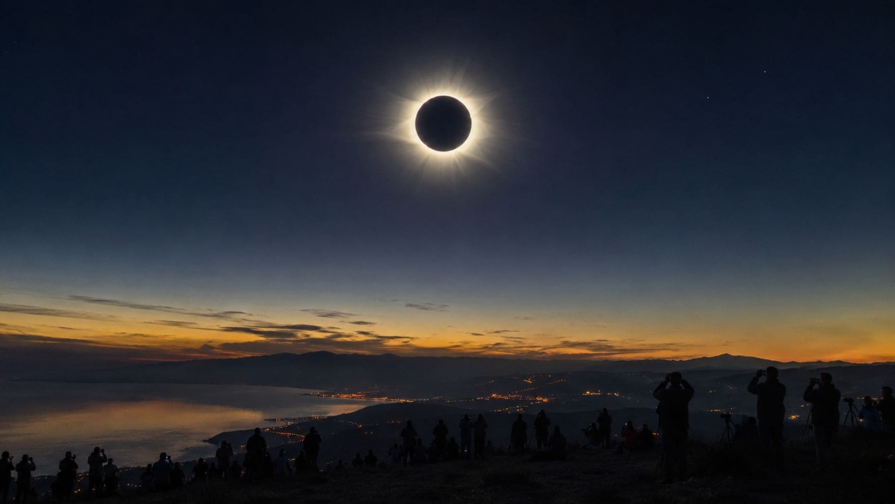 Eclipse solar total del 2 de agosto de 2027 observado desde España con la corona solar visible durante la totalidad