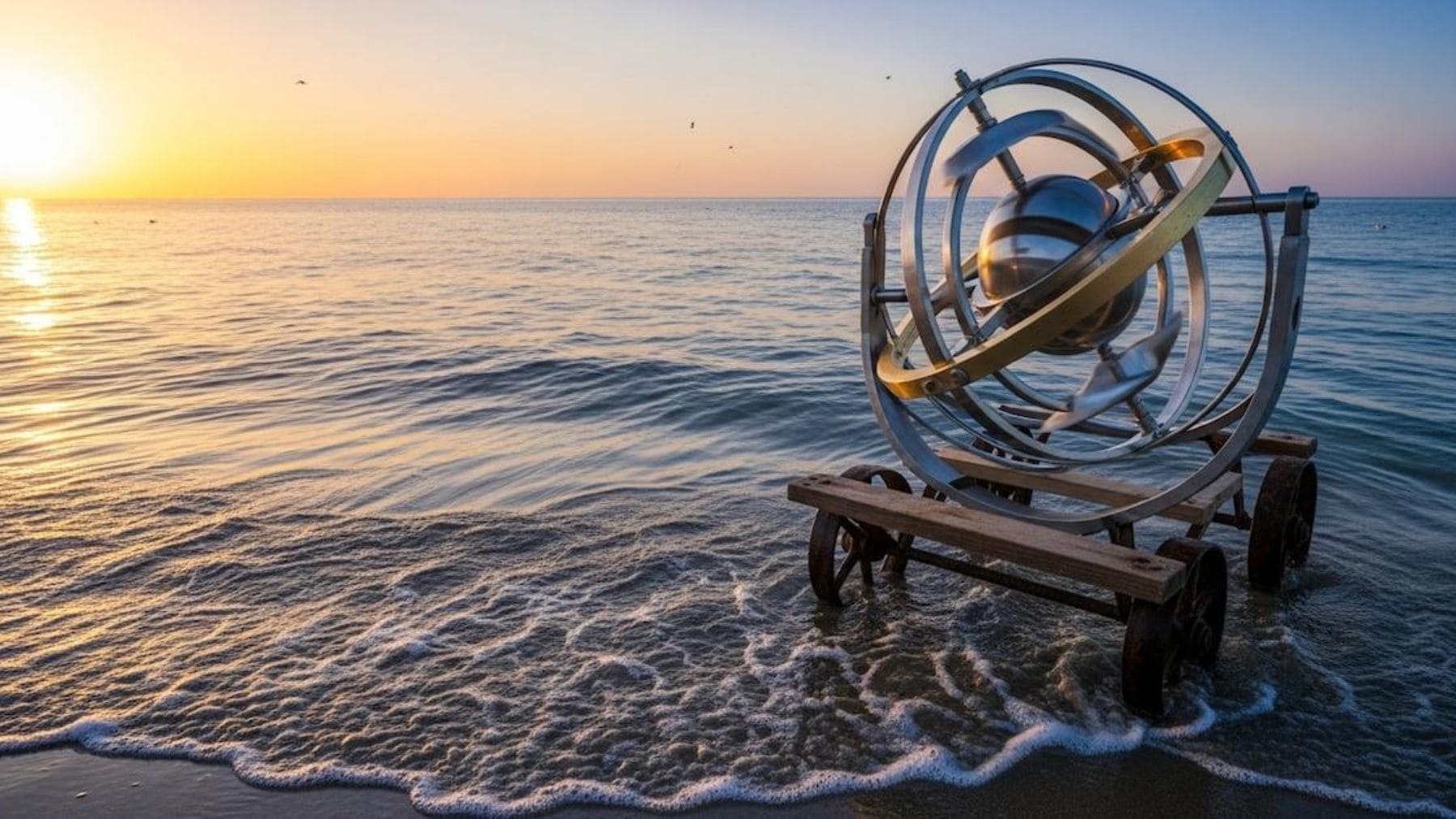 Giroscopio marino para generar electricidad a partir de la energía de las olas del océano.