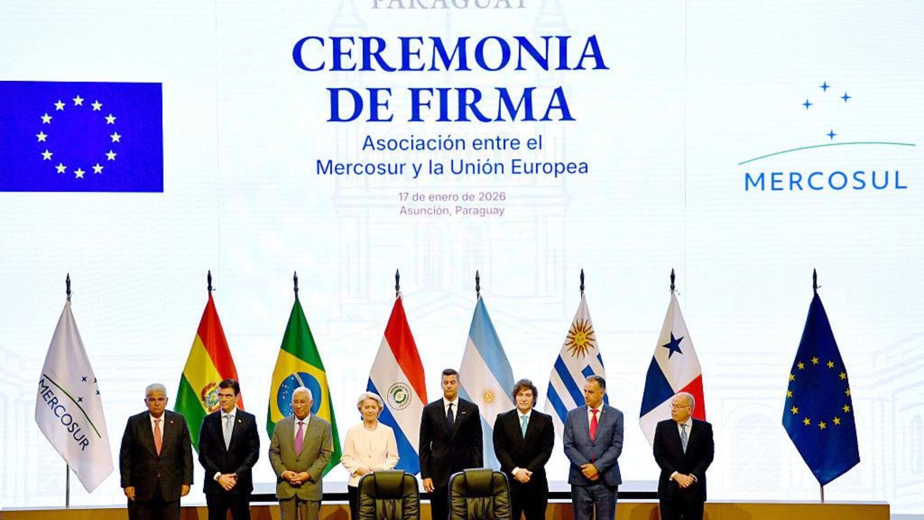 Firma del acuerdo entre Mercosur y la Unión Europea en Paraguay en enero de 2026.