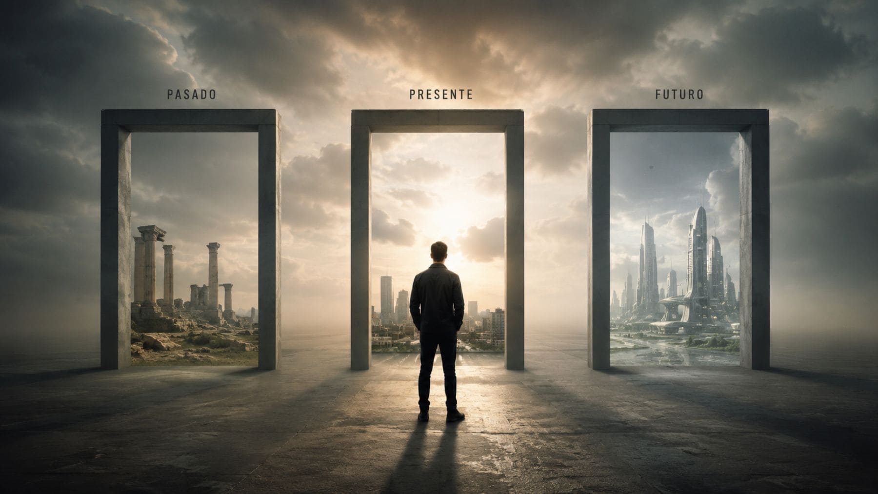 Representación conceptual del tiempo con el pasado, presente y futuro en el debate científico sobre el universo bloque