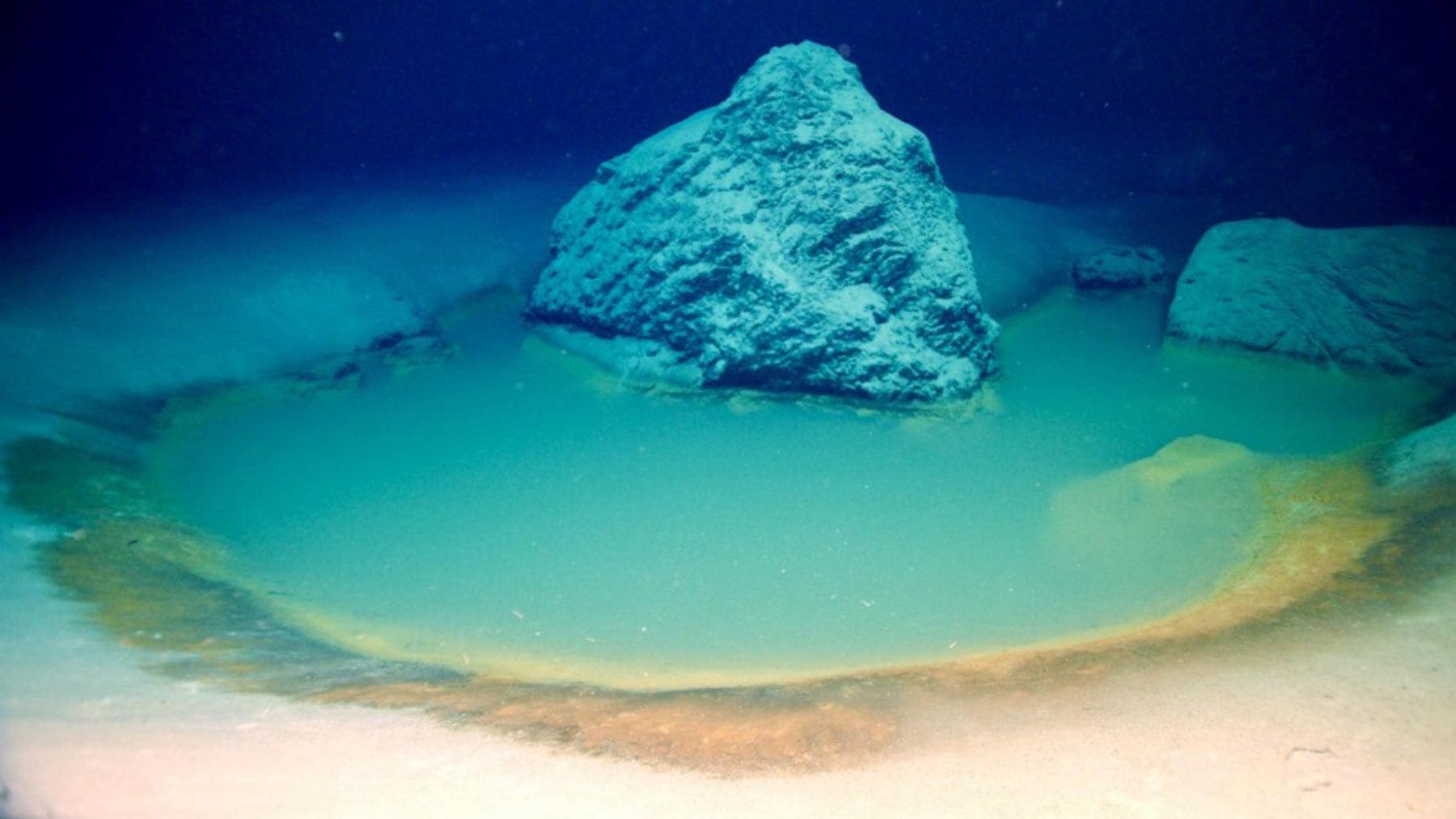 Lago de salmuera descubierto en el fondo del mar Rojo con una orilla visible a 1.770 metros de profundidad.