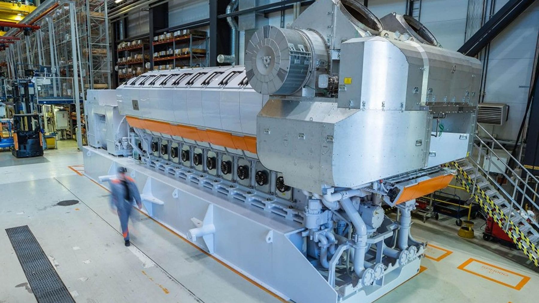 Motor Wärtsilä 31H2 funcionando con hidrógeno puro al 100% durante las pruebas realizadas en Bermeo, España.