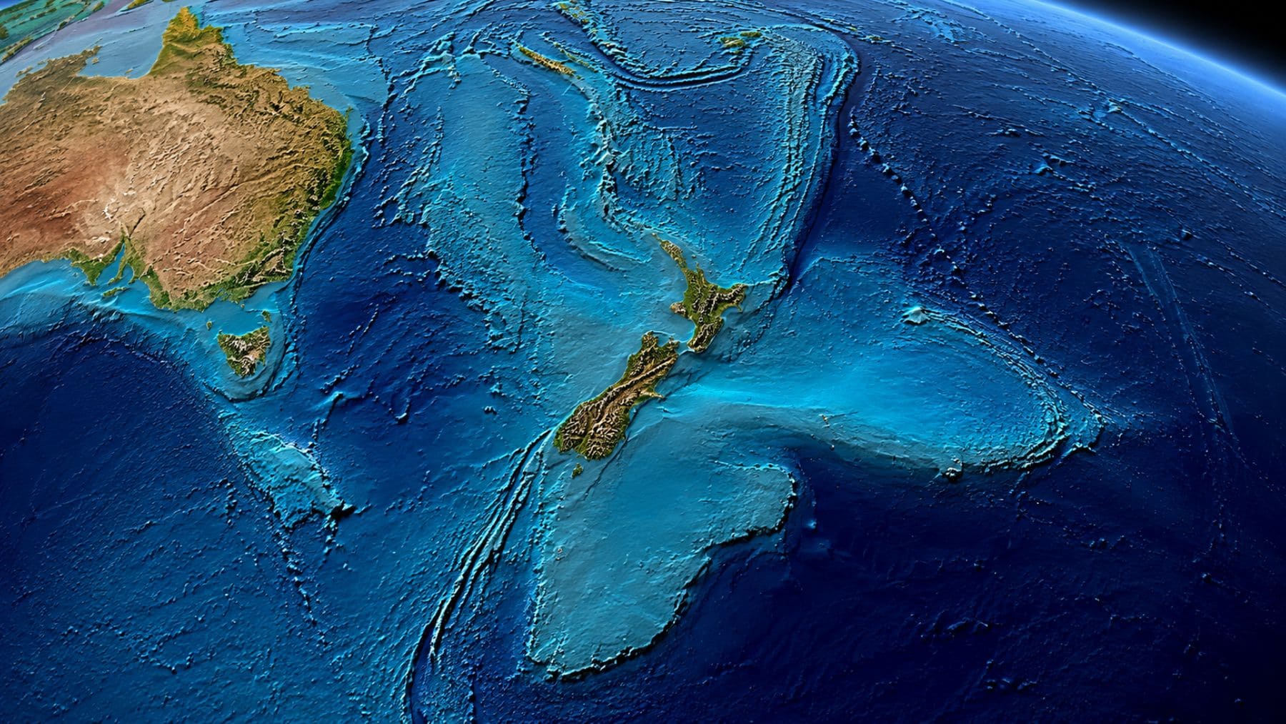 Mapa submarino de Zealandia, el continente sumergido de 5 millones de km² bajo el océano Pacífico