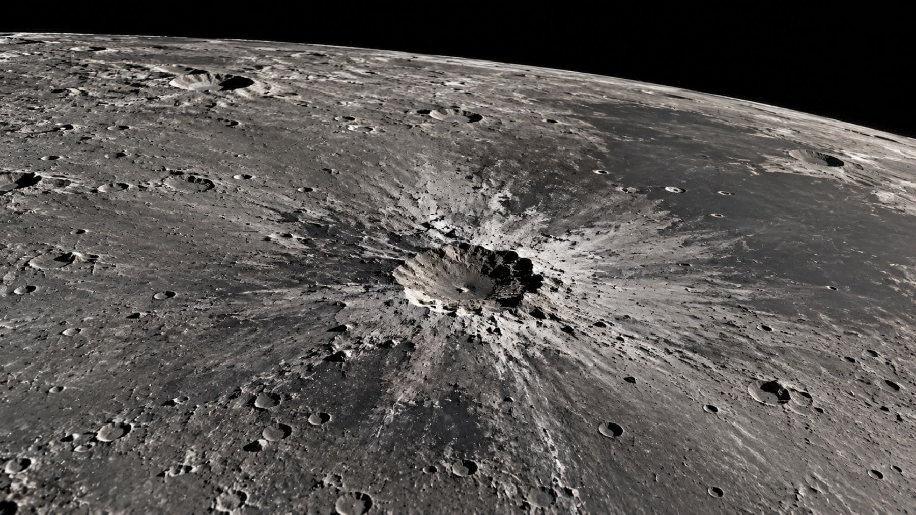 Nuevo cráter de impacto sobre la superficie de la Luna tras el choque de basura espacial