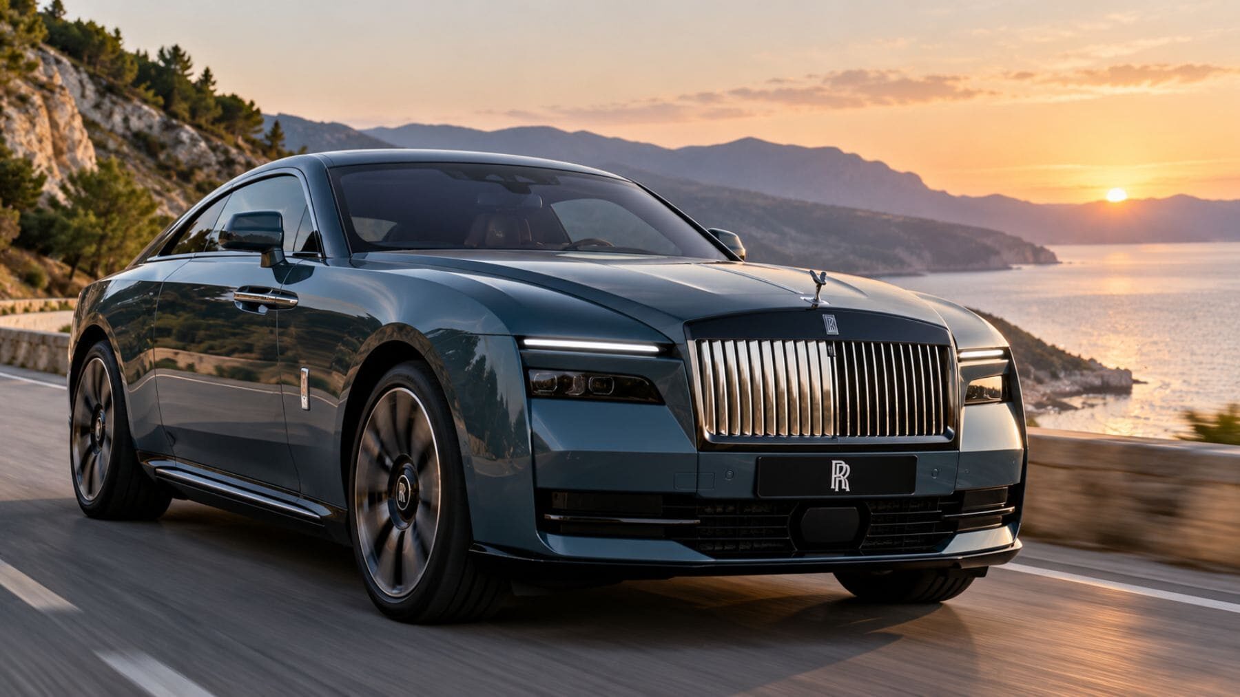 Rolls-Royce Spectre Series II eléctrico circulando por carretera