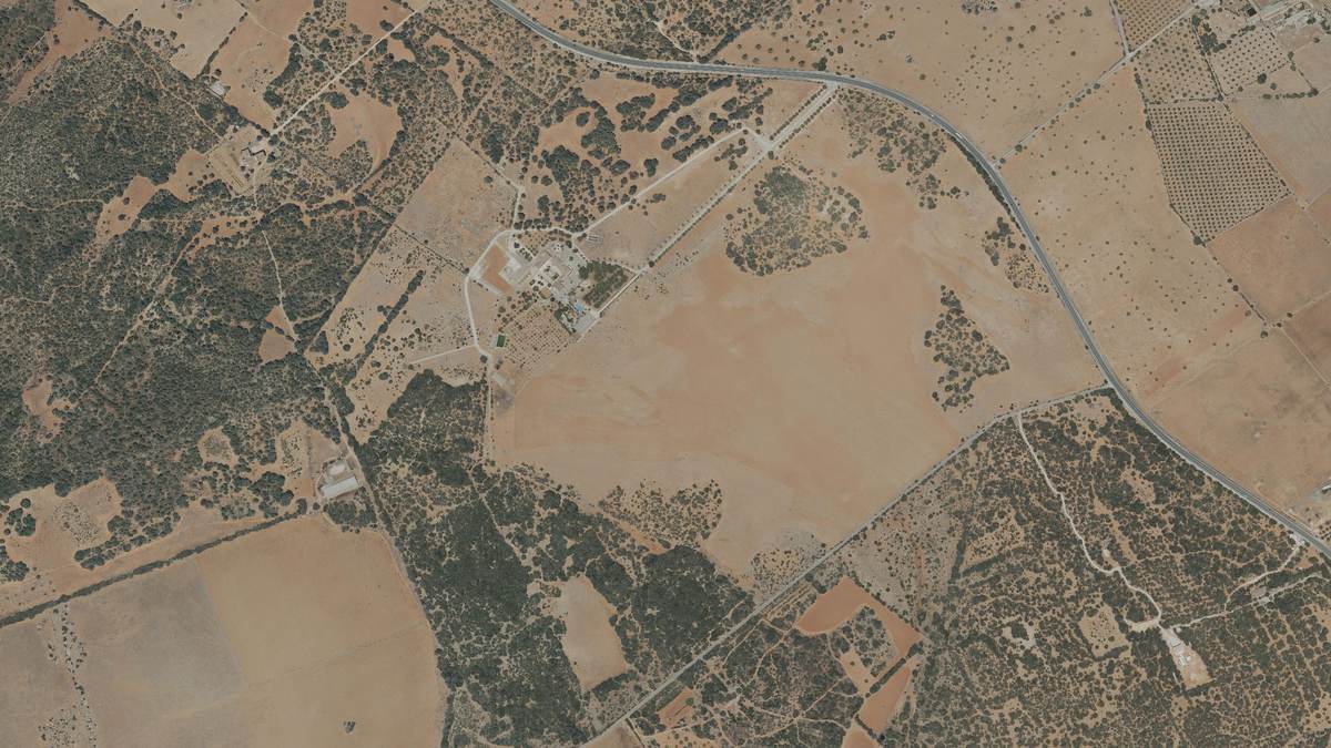 Vista aérea de la finca de Son Danús Nou, en Santanyí, antes de las obras del parque solar Goleta-Xalana