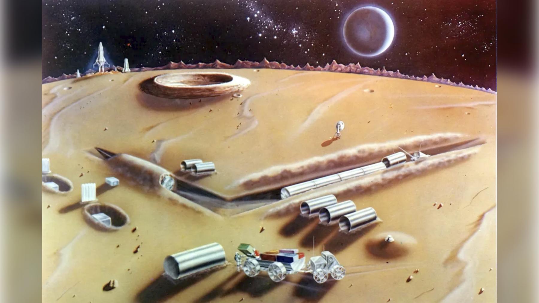 Ilustración de la base lunar completa del proyecto Horizon del Ejército de Estados Unidos