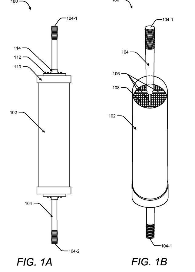 Dibujo de la patente US12498014B2 del cilindro con bolas de acero y eje con varillas