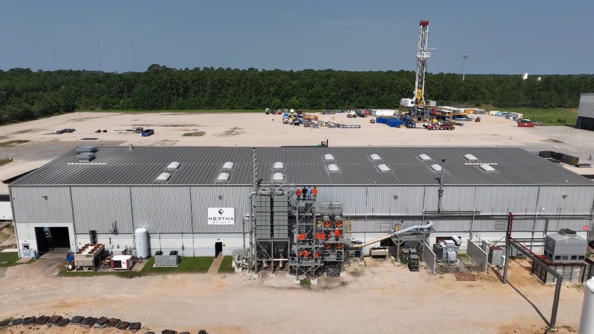 Vista aérea de la planta de Hertha Metals en Conroe, Texas, donde produce hierro de alta pureza