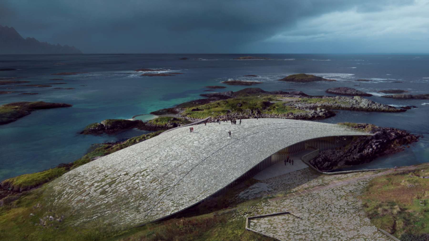 Recreación de la cubierta del museo de ballenas The Whale en Andenes