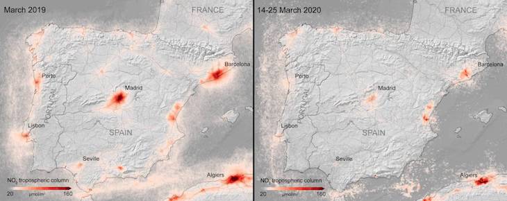 La caída de la contaminación por el COVID-19 se ve desde el espacio