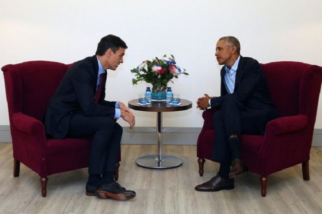 Pedro Sánchez se reúne con Obama en el hotel de Madrid donde se celebra la cumbre sobre economía circular