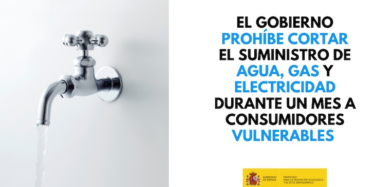 España prohíbe el corte de suministro de agua