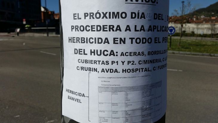 Asturias. Avilés usa el peligroso glifosato sin advertir a la población