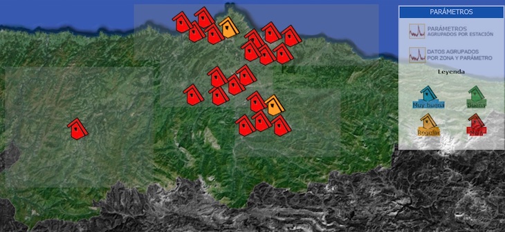 Por segundo día toda Asturias con la contaminación del aire disparada