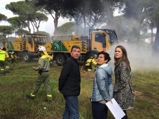 Simulacro de incendio forestal en Valverde del Camino (Huelva)