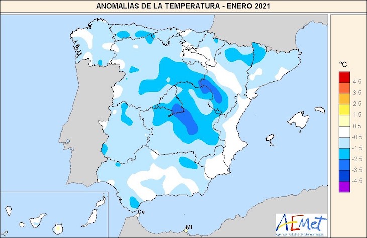 El pasado mes ha sido el enero 2021 más frío desde 2009