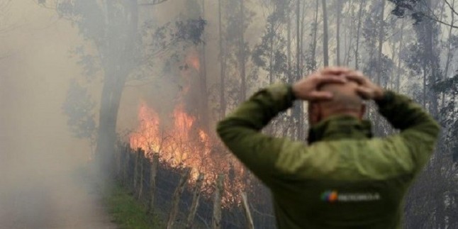 Dos incendios forestales activos y tres controlados en Cantabria