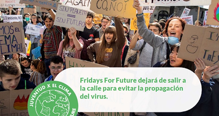 Las organizadoras de Fridays For Future de varios países de Europa van a convocan manifestaciones online con el hashtag #ClimateStrikeOnline.