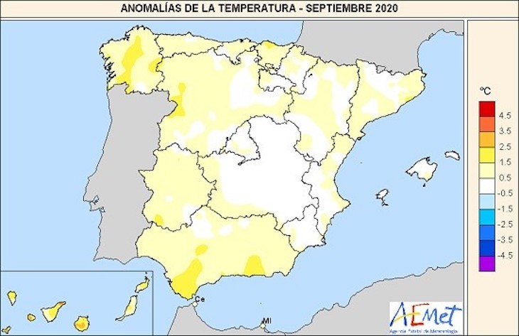 Calentamiento global. Balance parcial en España de 2020: hasta ahora el año más cálido