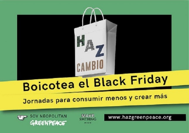 Greenpeace boicotea en Barcelona el Black Friday proponiendo crear en lugar de comprar