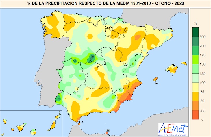 Calentamiento global. España con un otoño cálido y seco cierra una década en la que se suceden los récords cálidos