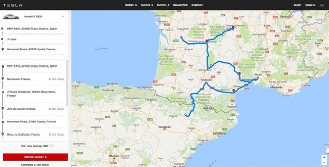 Tesla te informa en su Web de los puntos de carga para coches eléctricos