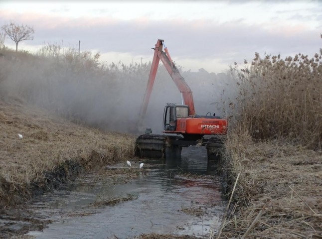 Destripan al río Segura en Contraparada con maquinaria pesada en el lecho