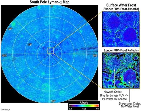 Más evidencias de agua helada en zonas lunares en oscuridad permanente