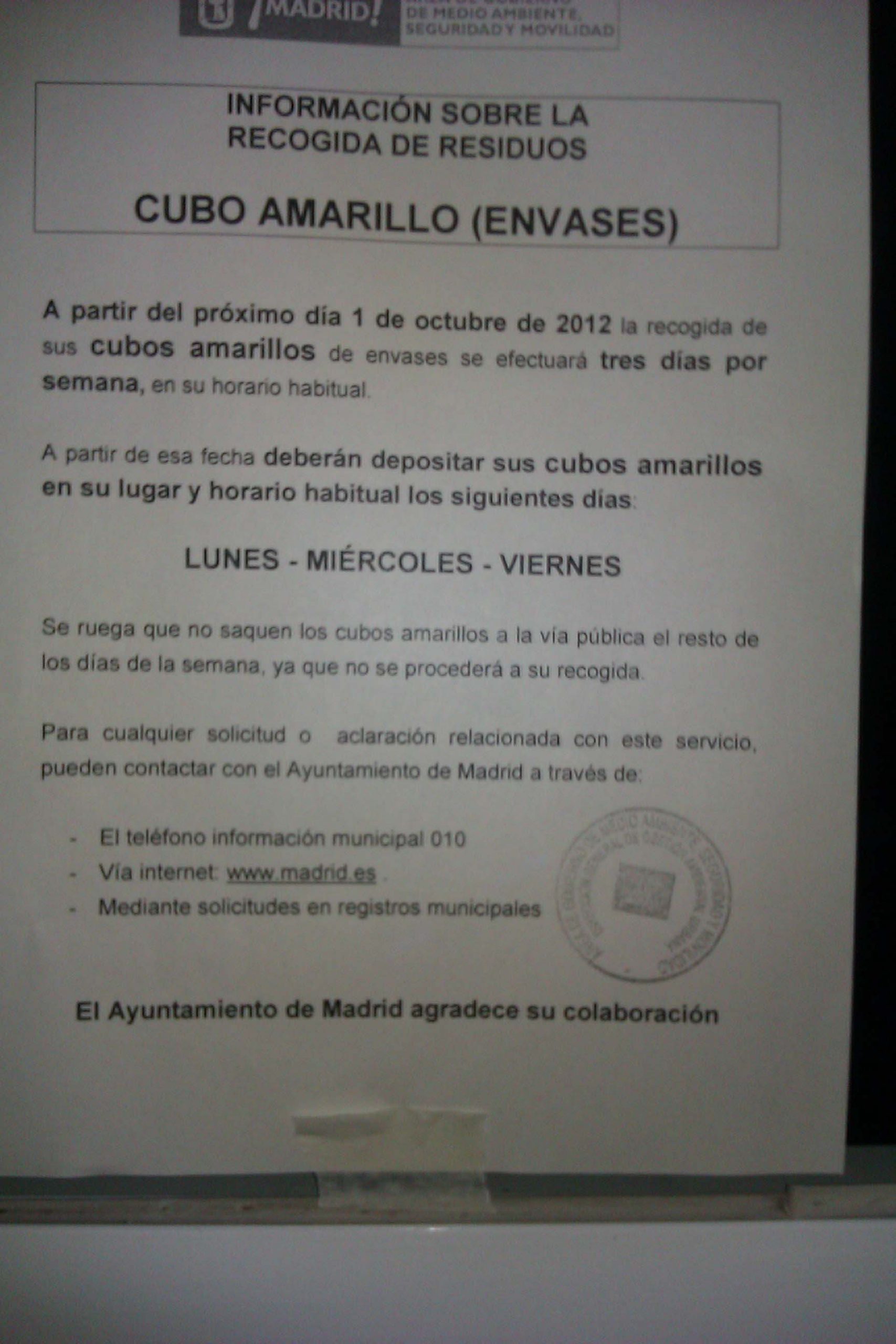 EQUO Madrid denuncia el paso atrás en el reciclaje de basuras de la ciudad