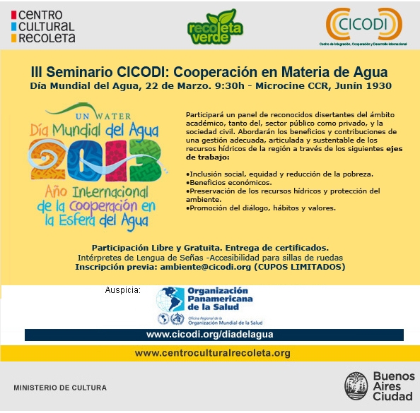 Argentina. III Seminario Por el Día Mundial del Agua: ‘Cooperación en Materia de Agua’