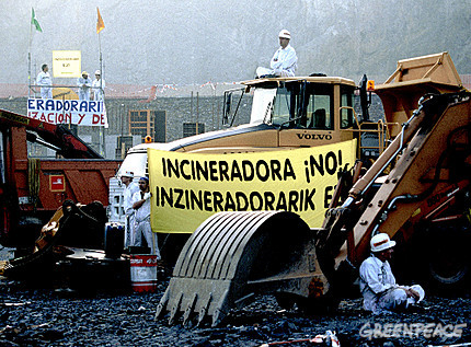 Greenpeace asistirá a la manifestación contra la planta incineradora de residuos en Donosti