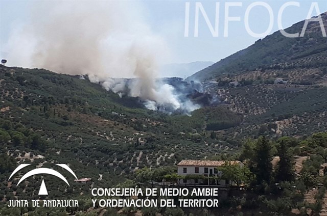 El Infoca da por controlado el incendio forestal en el paraje El Portichuelo de los Villares (Jaén