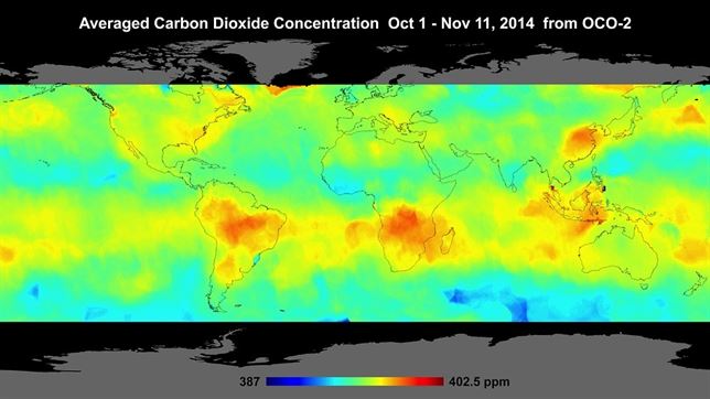 OCO-2 que estudia el efecto invernadero detecta altas concentraciones de CO2 sobre el hemisferio sur