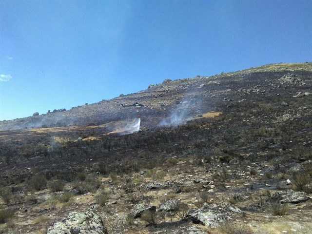 Nueve helicópteros y tres aviones se incorporan a los trabajos de extinción en Acebo