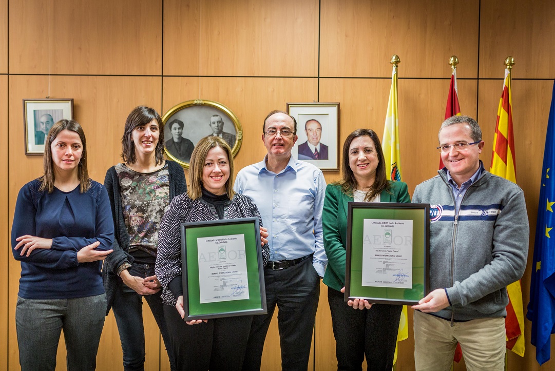 Borges International Group consolida su compromiso con el medio ambiente y consigue el certificado AENOR