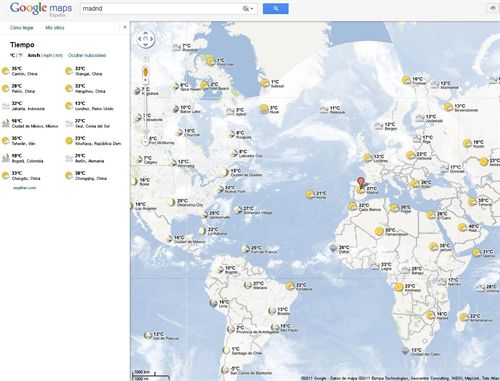 Google Map informa del tiempo