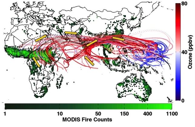 Los incendios en África y Asia incrementan notablemente el ozono en el Pacífico tropical
