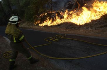 Incendio forestal en el municipio de Muíños (Ourense)