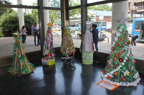 Agenda: premian árboles navideños hechos con material reciclado