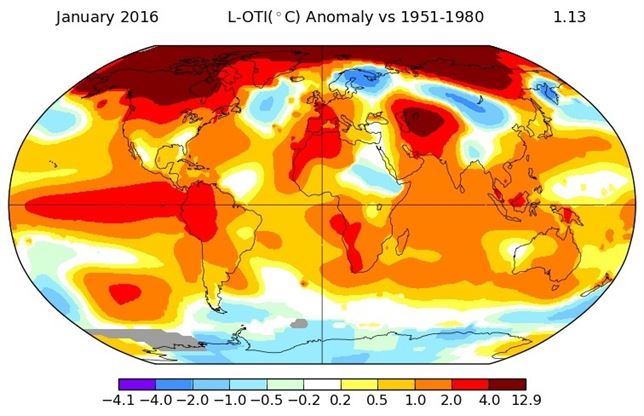 Enero de 2016 el más caluroso